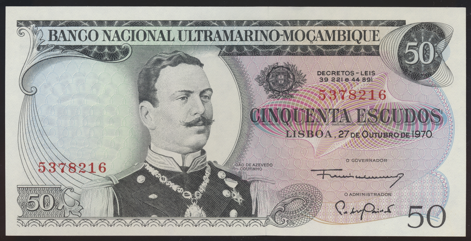 Mozambique 50 Escudos 1970 Kv 0