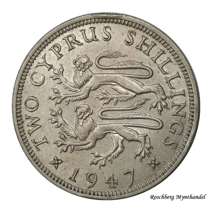 Cyprus 2 Shillings 1947 Kv 1+/01 (AU)