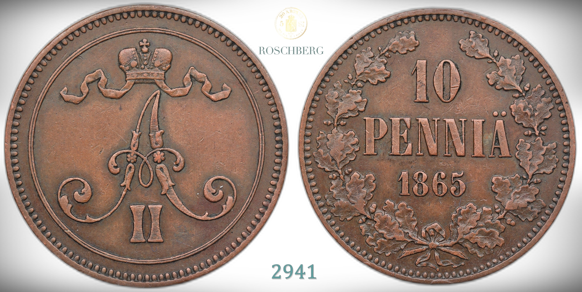Finland 10 Penni 1865  Kv: 1+