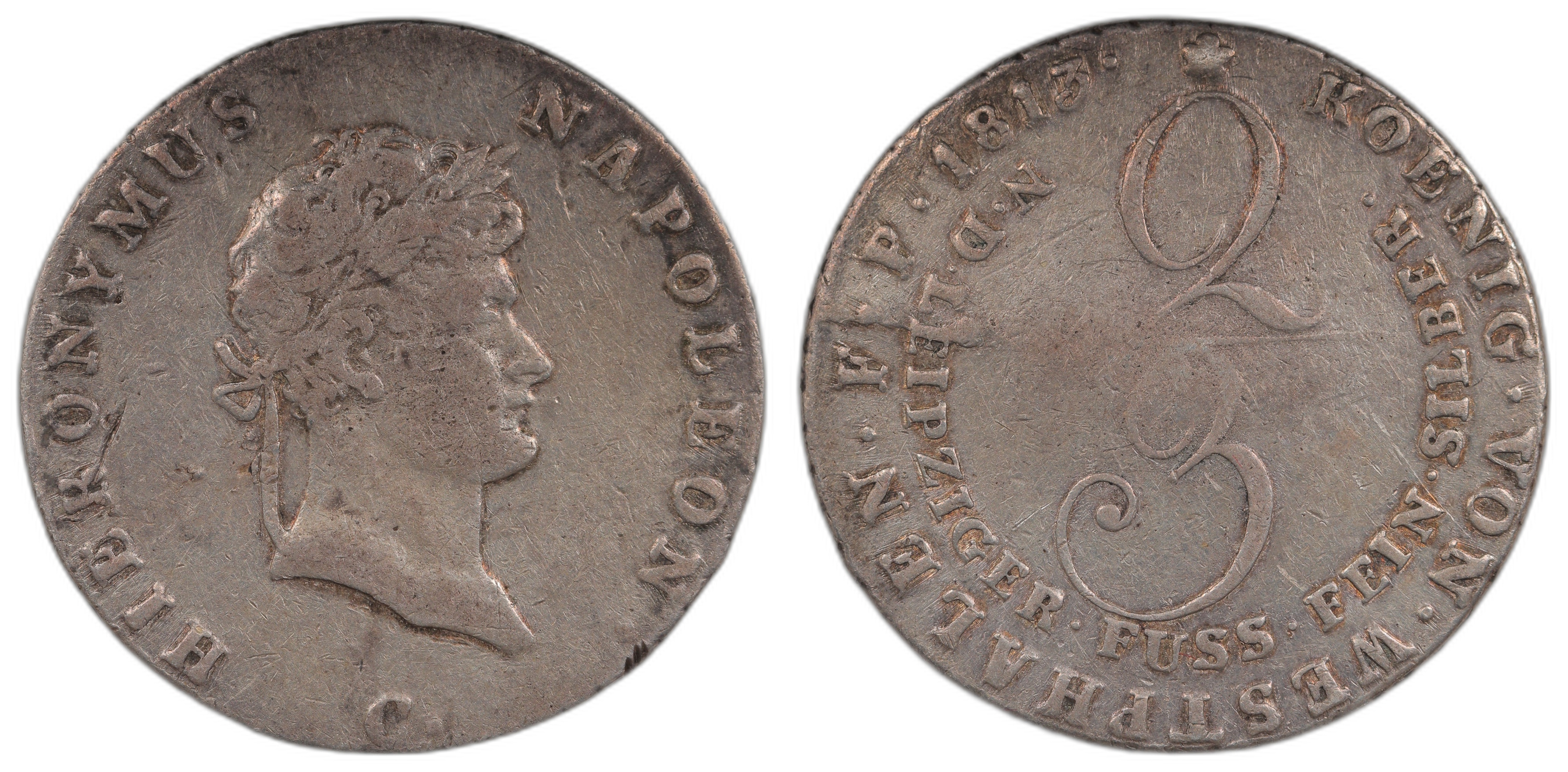 Westfalen 2/3 Taler 1813-C Kv VF