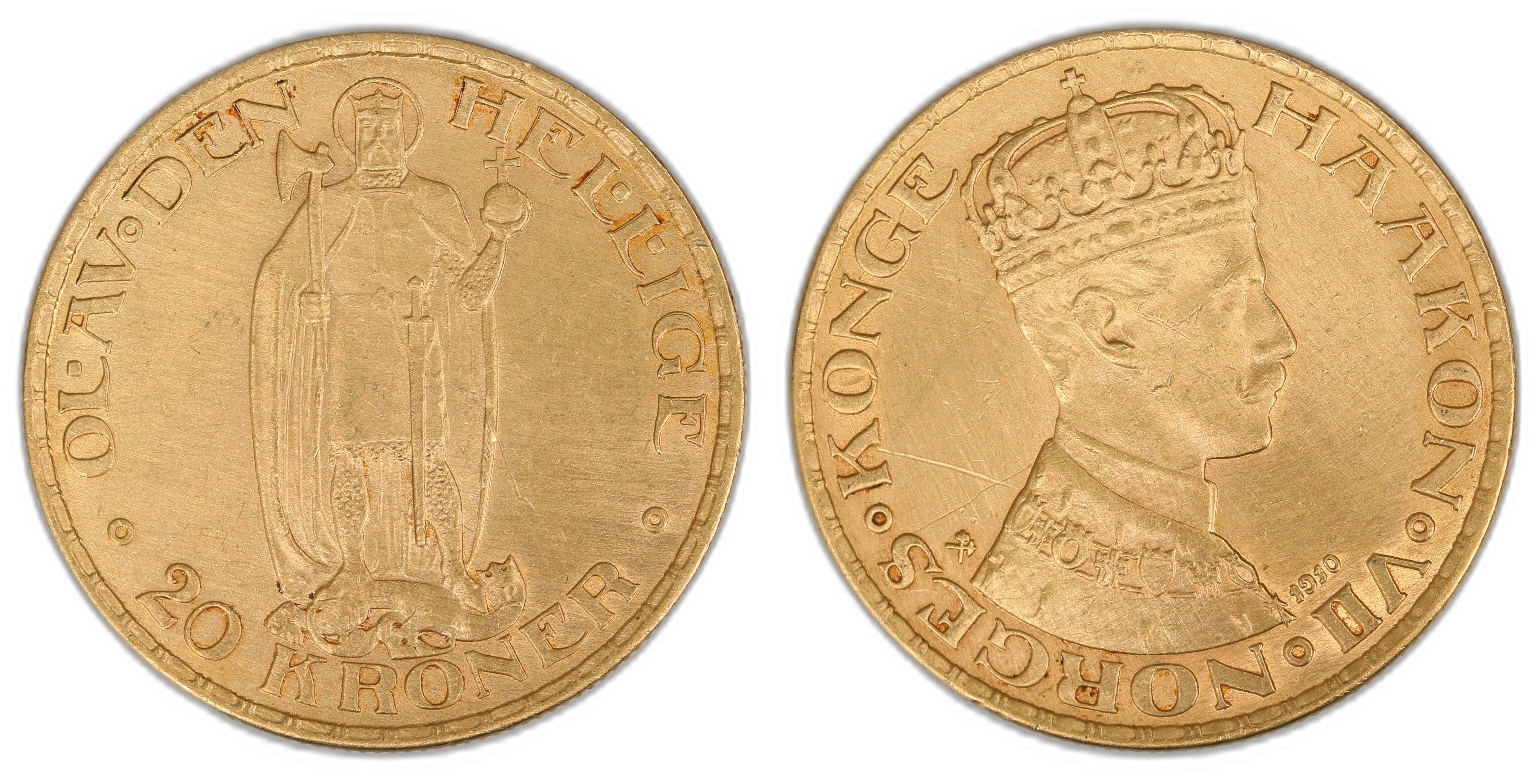 Norge 20 Kroner 1910  Kv: 1+, pusset