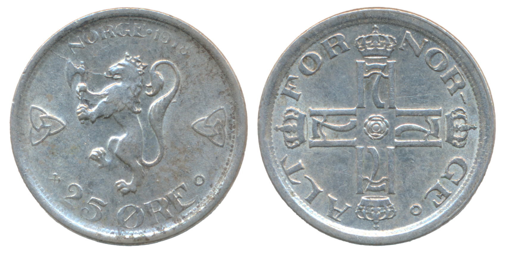 25 Øre 1918 Kv 1+/01
