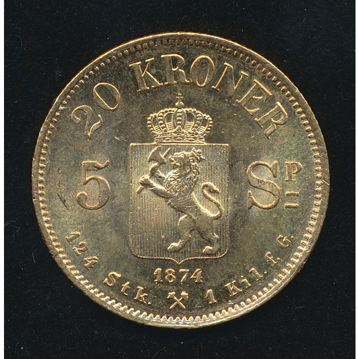 20 Kroner 1874 Kv 0/01