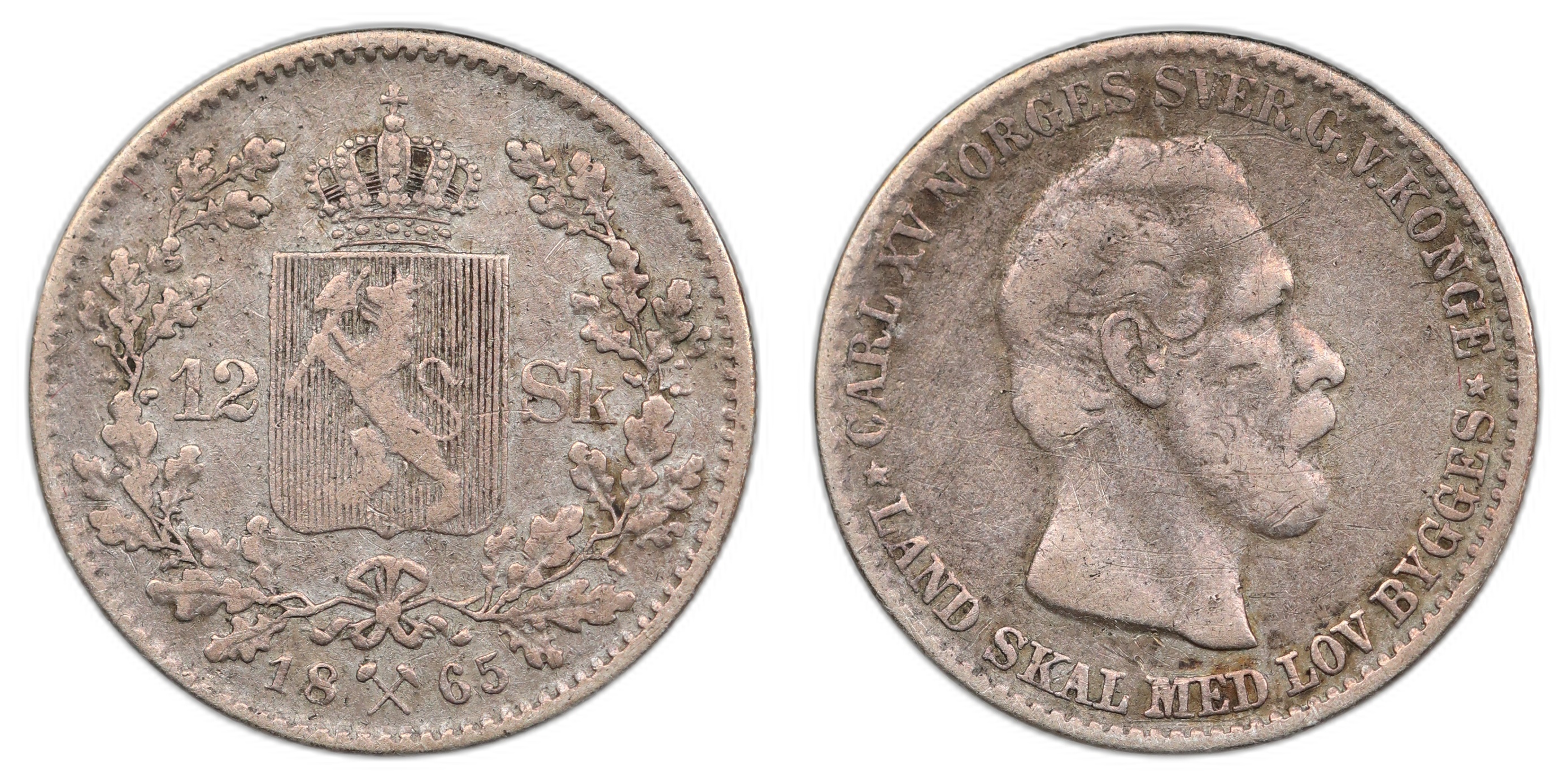 Norge 12 Skilling 1865 Kv 1