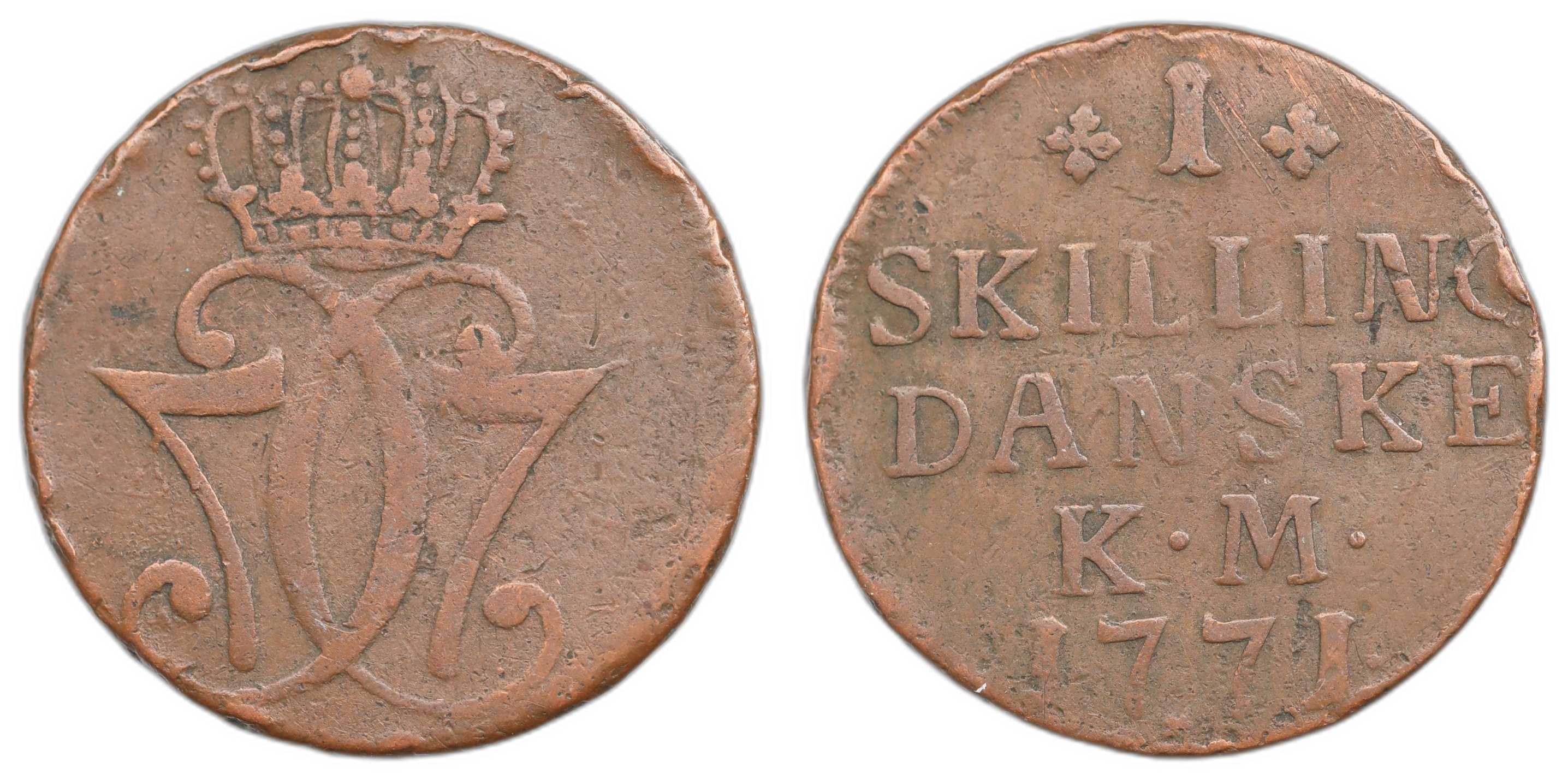 Danmark 1 Skilling 1771 Kv: 1 (VF)