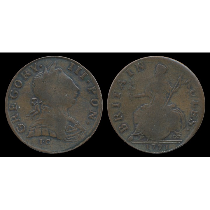 UK 1/2 Penny Token 1771 Gregory III Pon VF