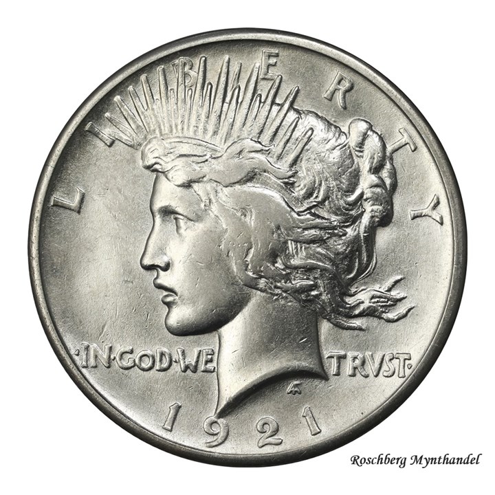 USA Peace Dollar 1921 Kv 1+, renset