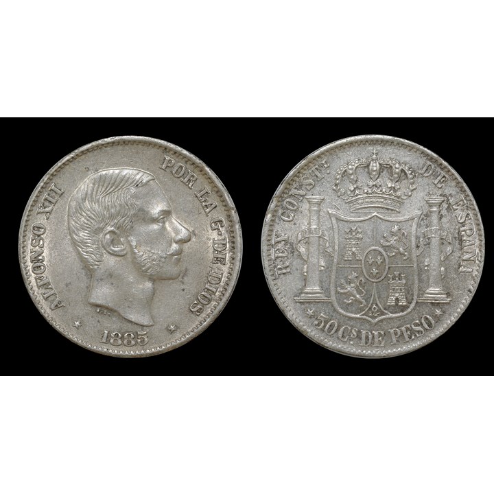 Philippines 50 Centimos 1885 AU