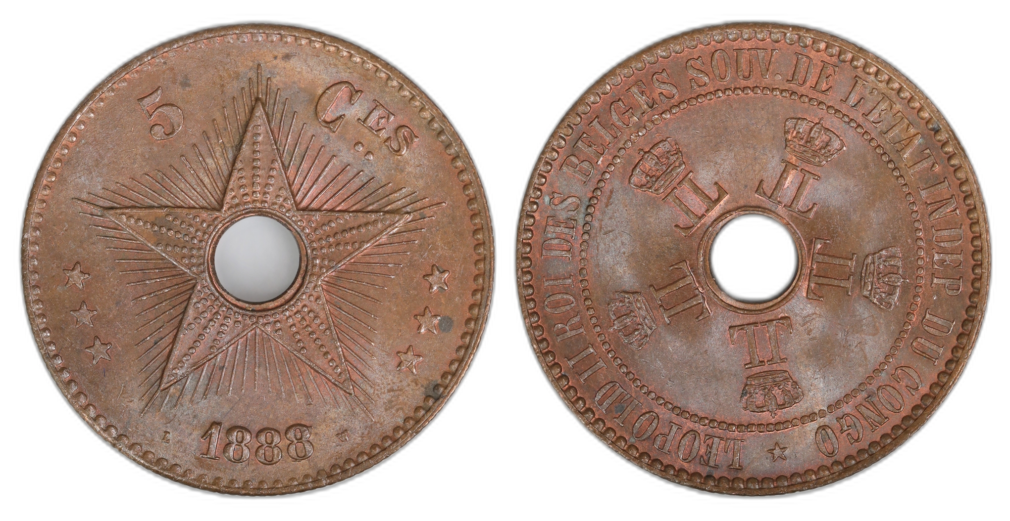 Belgian Congo 5 Centimes 1888/7 Kv UNC