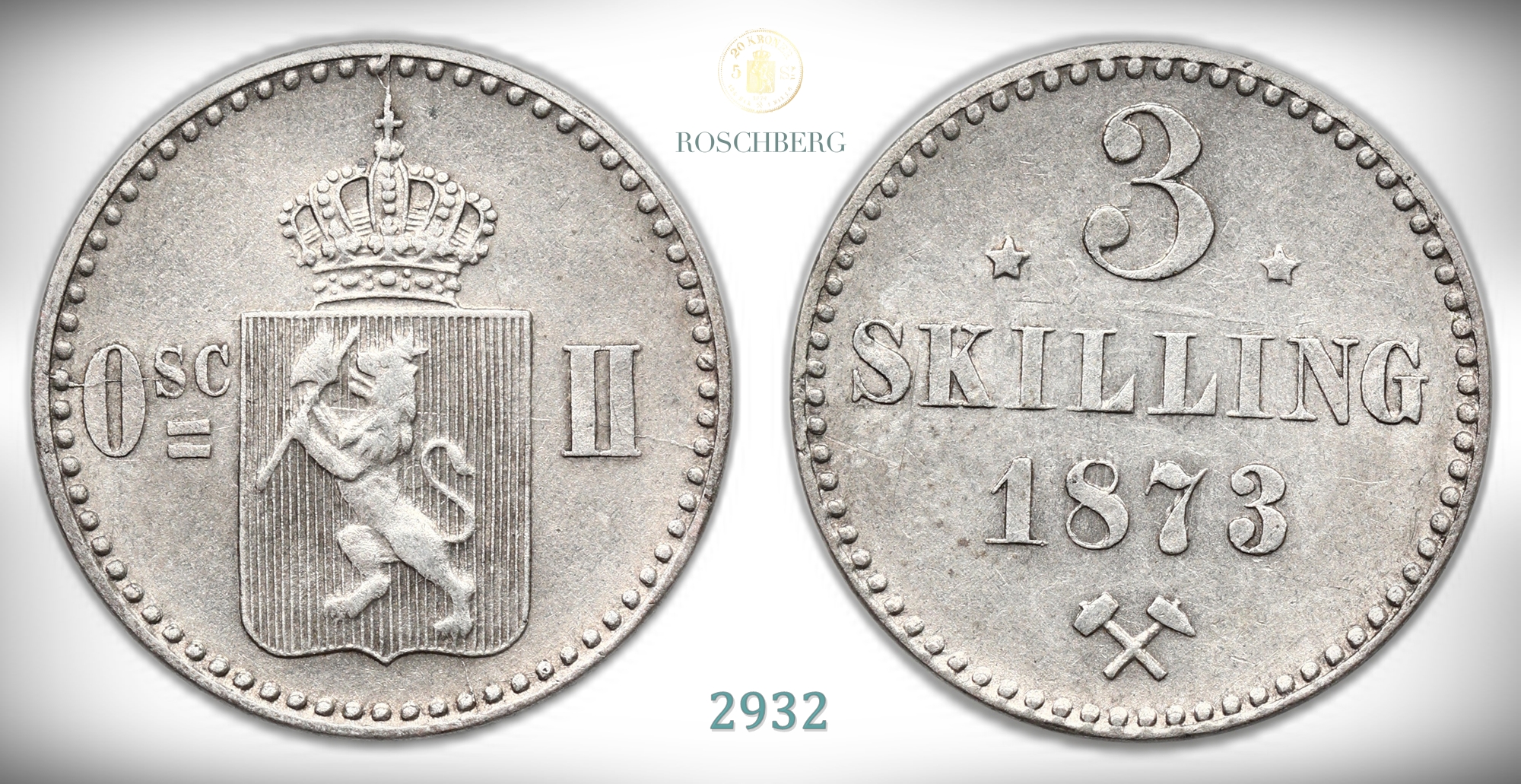 Norge 3 Skilling 1873  Kv: 01