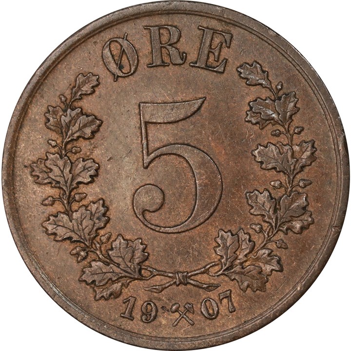 5 Øre 1907 Kv 01