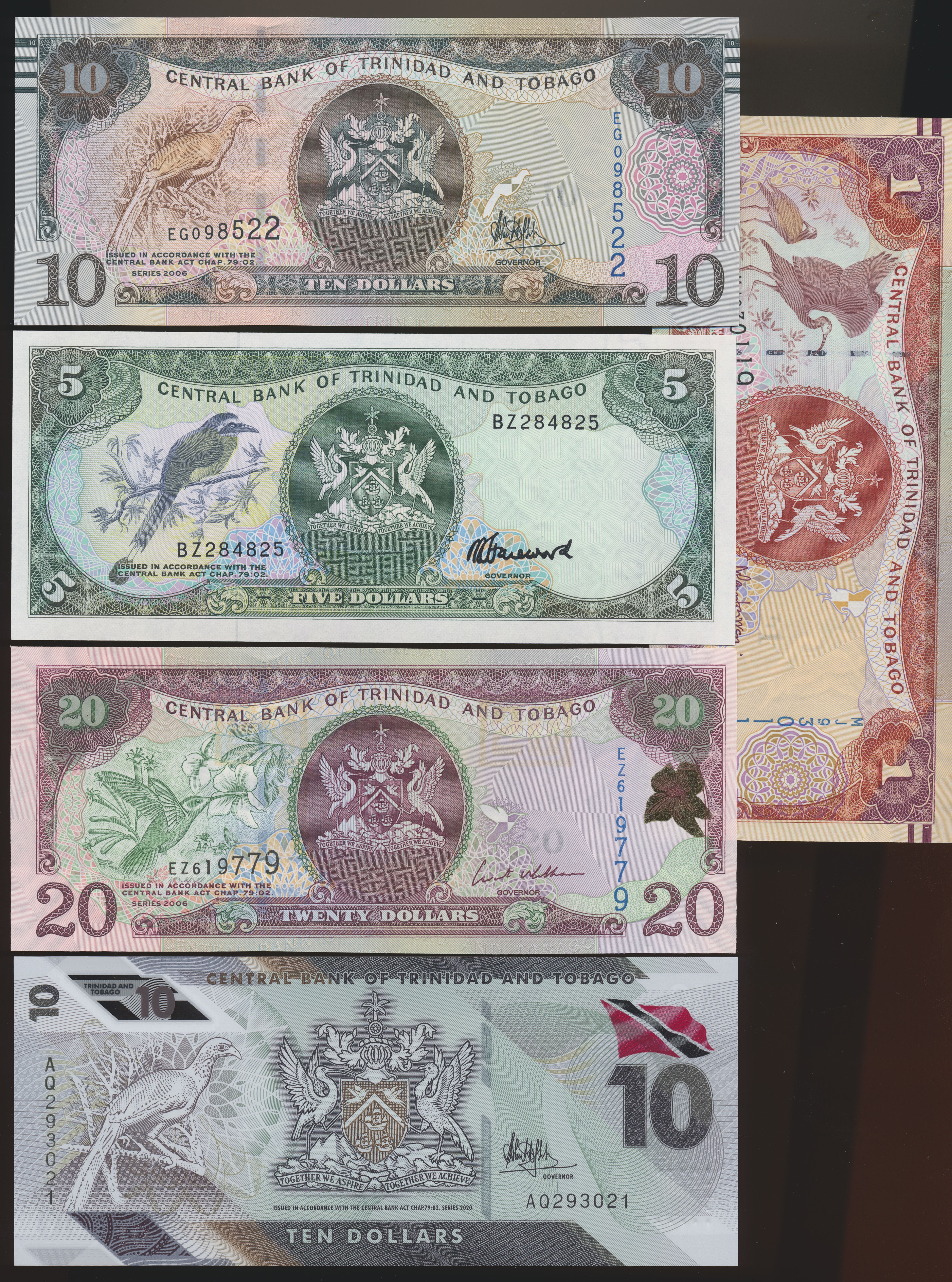 Trinidad and Tobago Modern Typeset 5 diff. Notes Kv 0 (UNC)