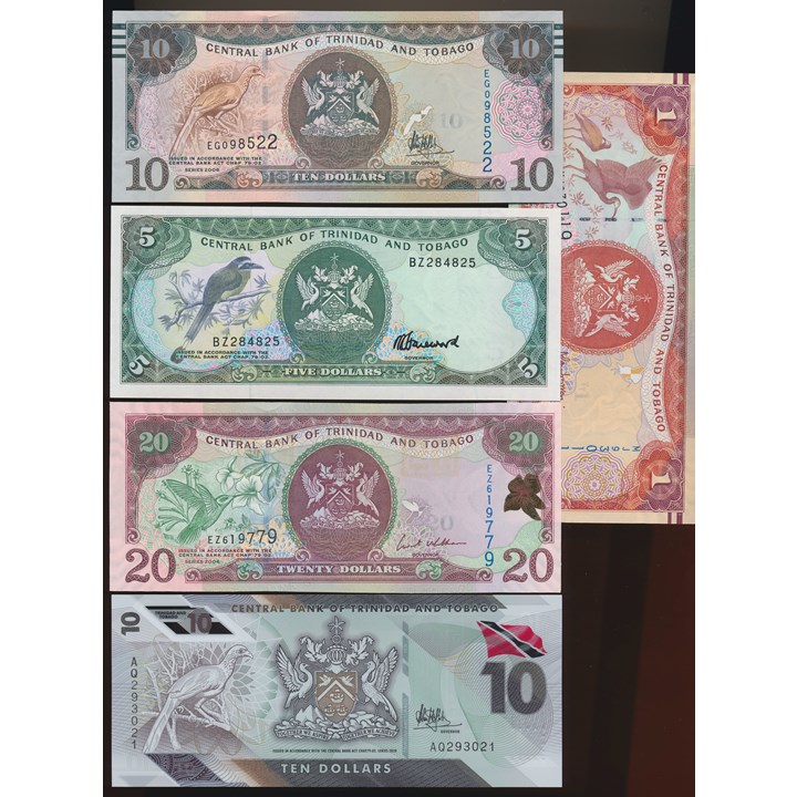 Trinidad and Tobago Modern Typeset 5 diff. Notes Kv 0 (UNC)