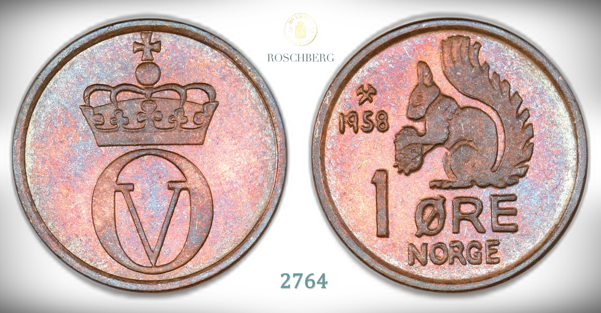 Norge 1 Øre 1958  Kv: PRAKT