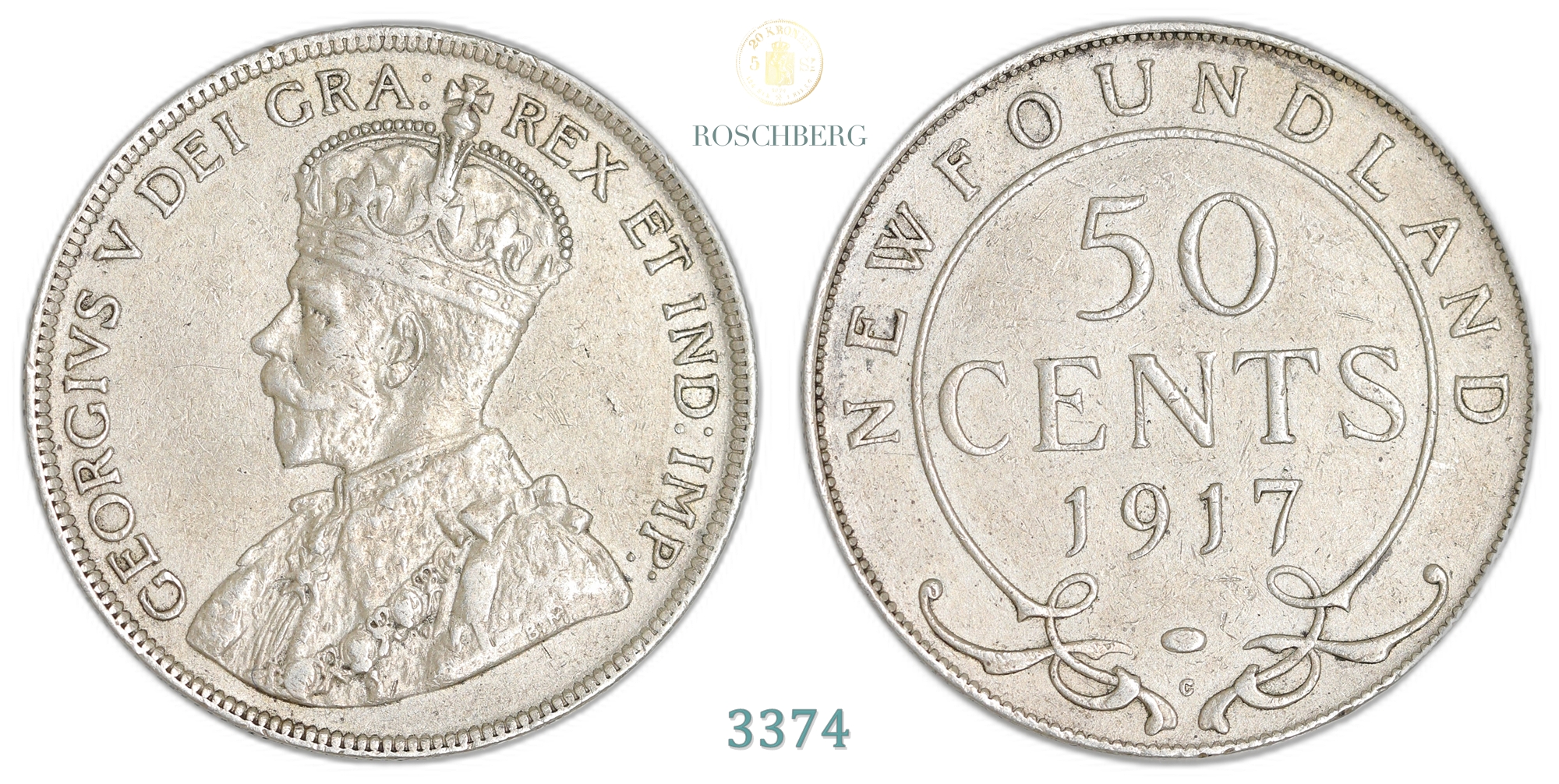 New Foundland 50 Cents 1917  Kv: VF