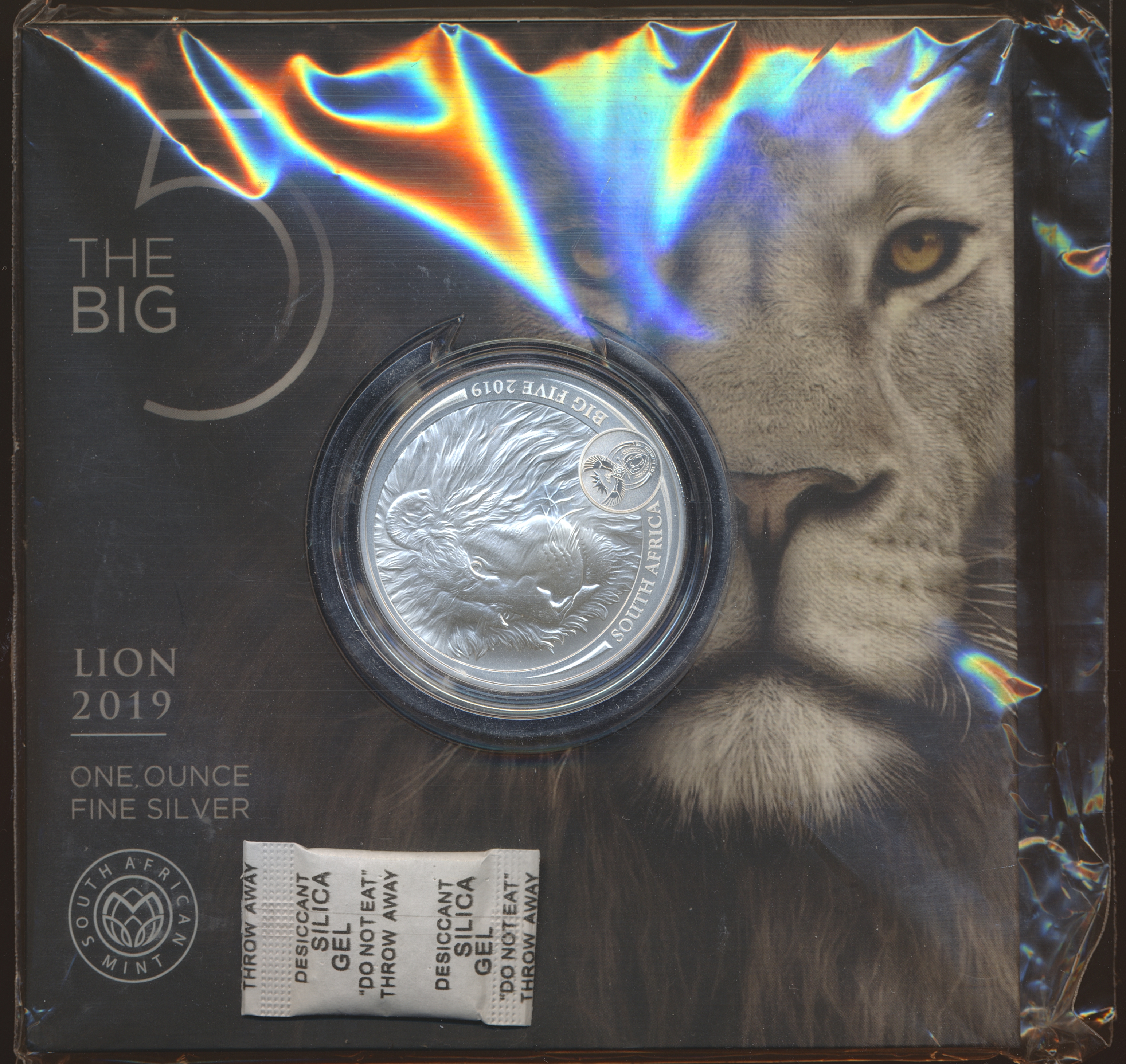 Sør-Afrika 5 Rand 2019 "Big 5" Løve 1 Oz 999 Sølv BU