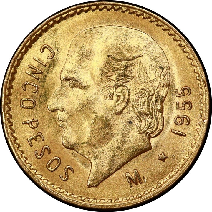 Mexico 5 Pesos 1955 MO Kv 01