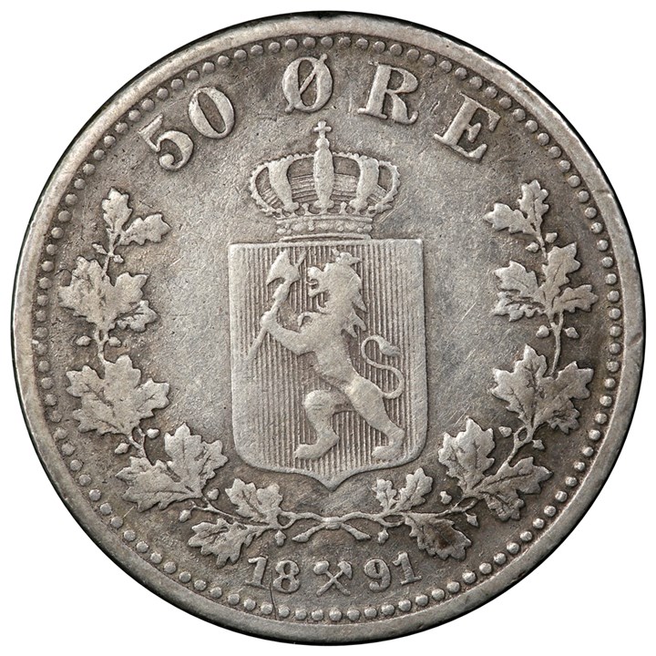 50 Øre 1891 Kv 1