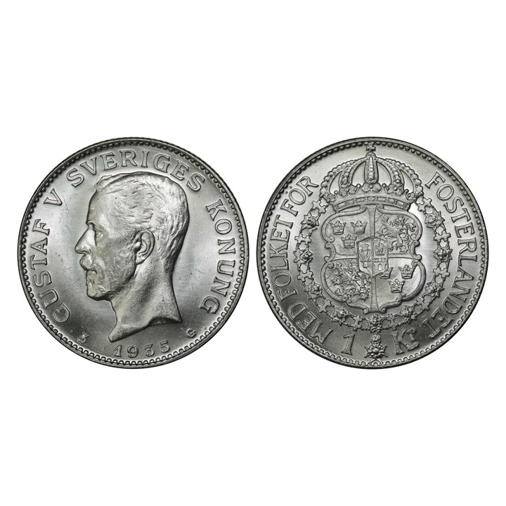 Sverige 1 Krona 1935 Kv 0, toppex