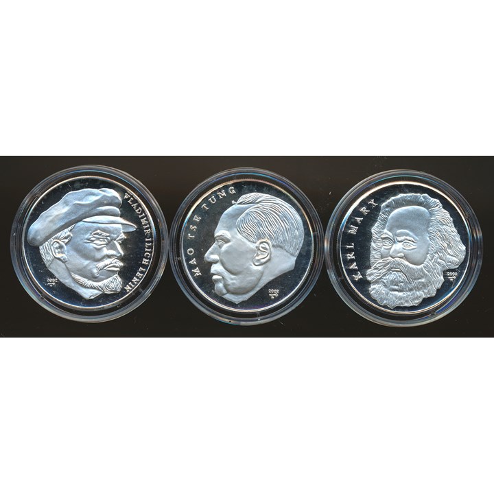 Cuba 10 Pesos 2002 Marx, Lenin and Tse Tung 1 Oz 999 Silver coins Proof