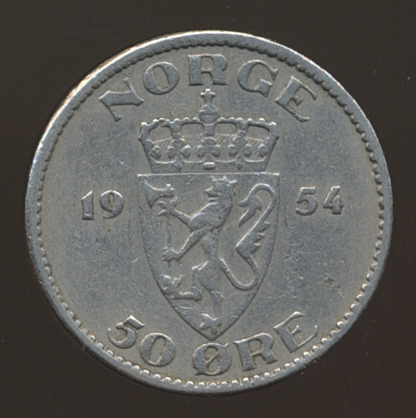 50 Øre 1954 Kv 1