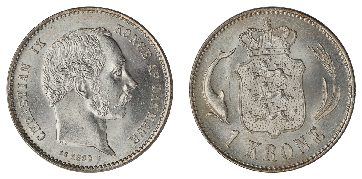 Danmark 1 krone 1892  Kv: 0