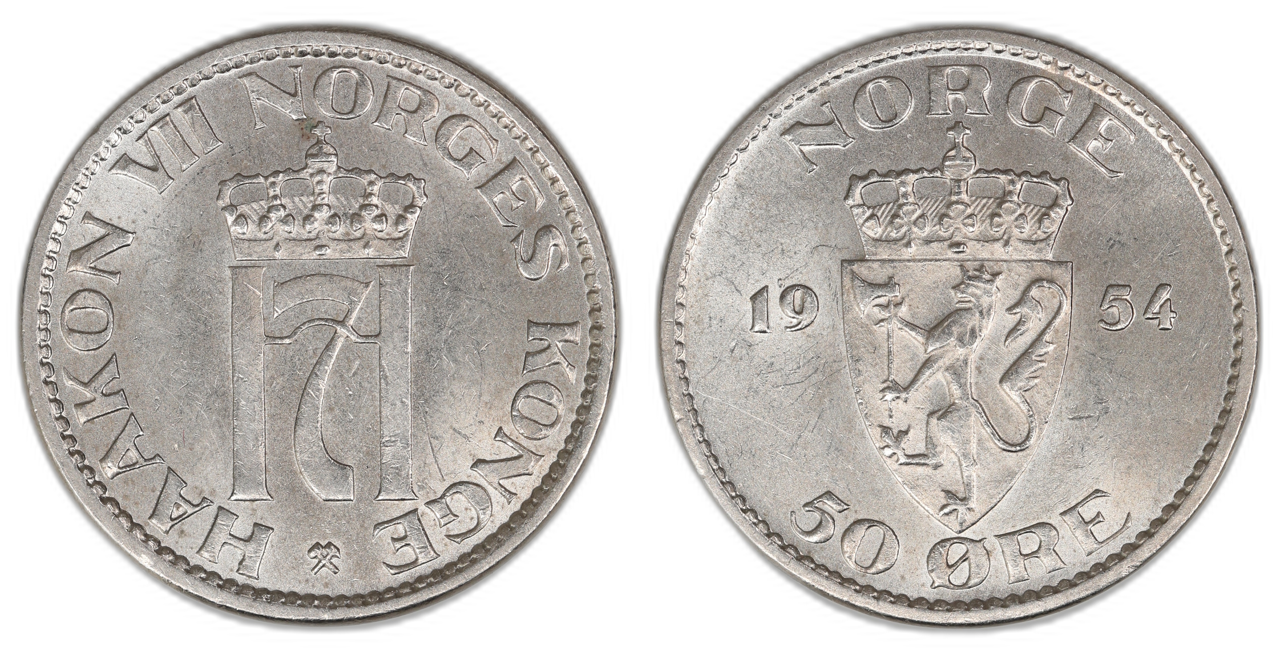 Norge 50 Øre 1954  Kv: 0/01