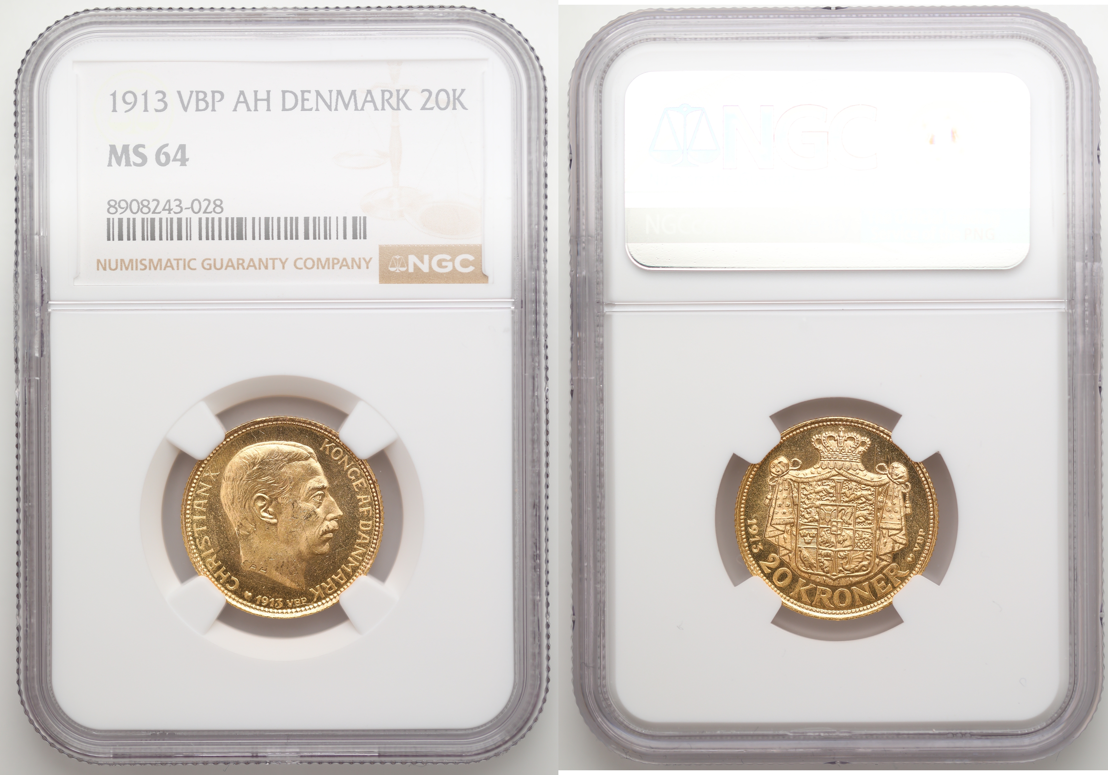 Danmark 20 Kroner 1913  Kv: MS64