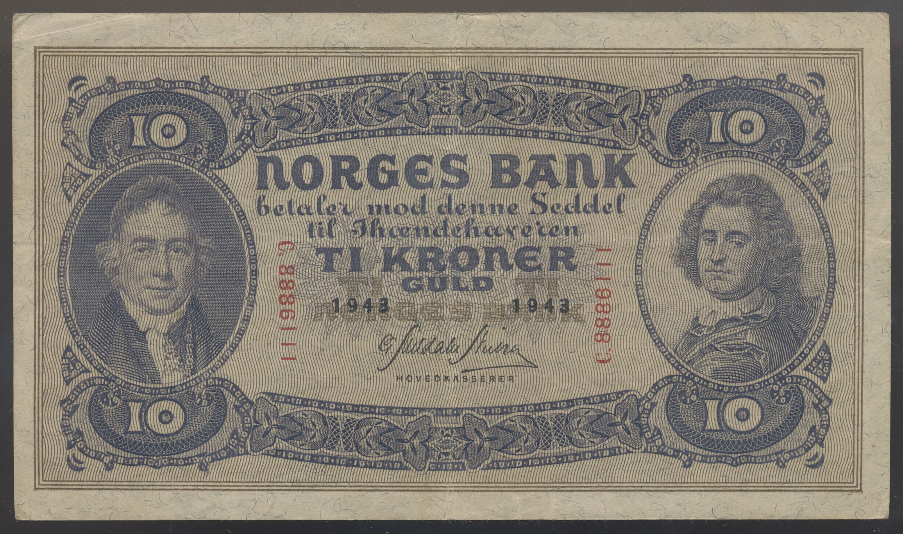 10 Kroner 1943 C Kv 1 (VF)