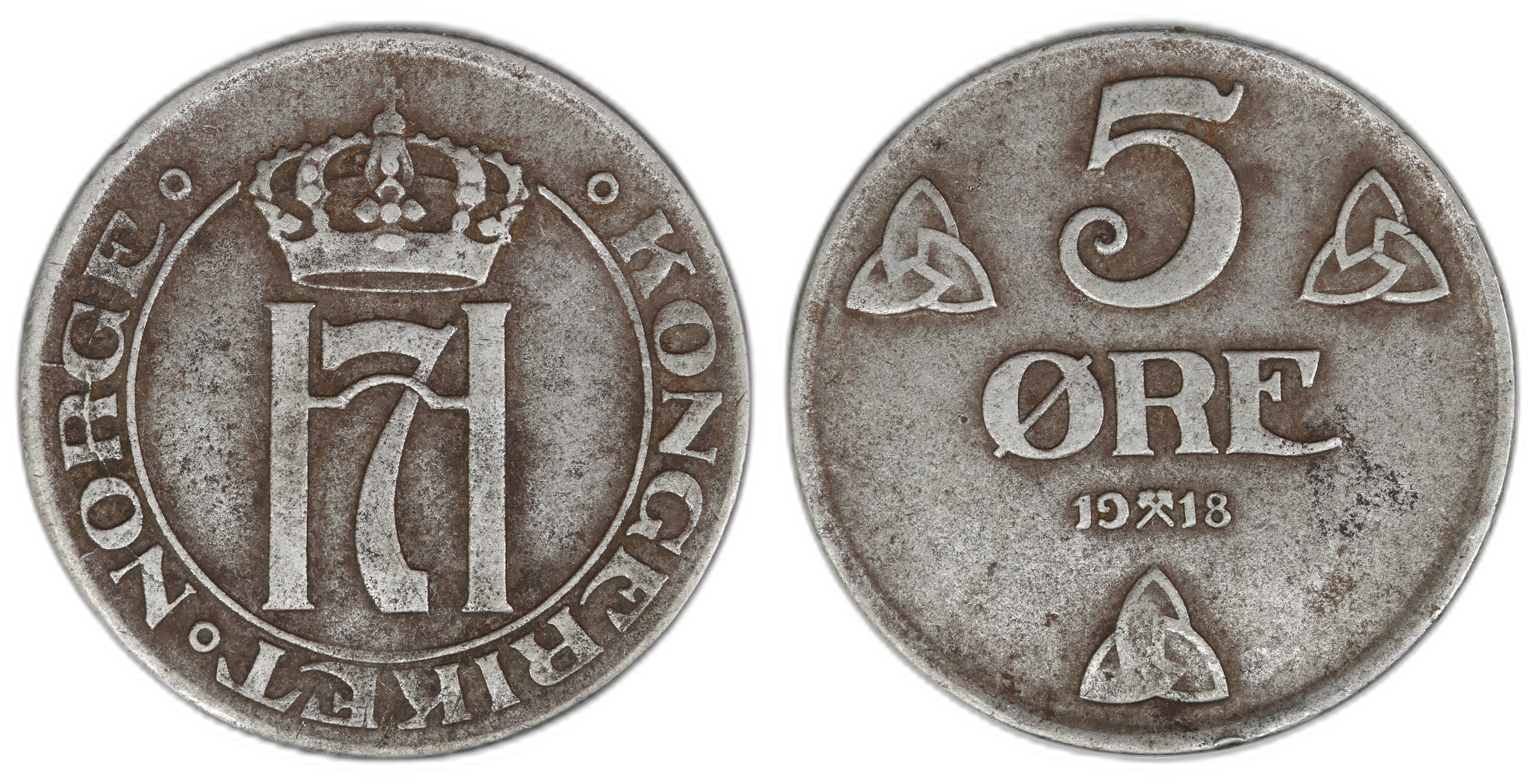 Norge 5 Øre 1918  Kv: 1
