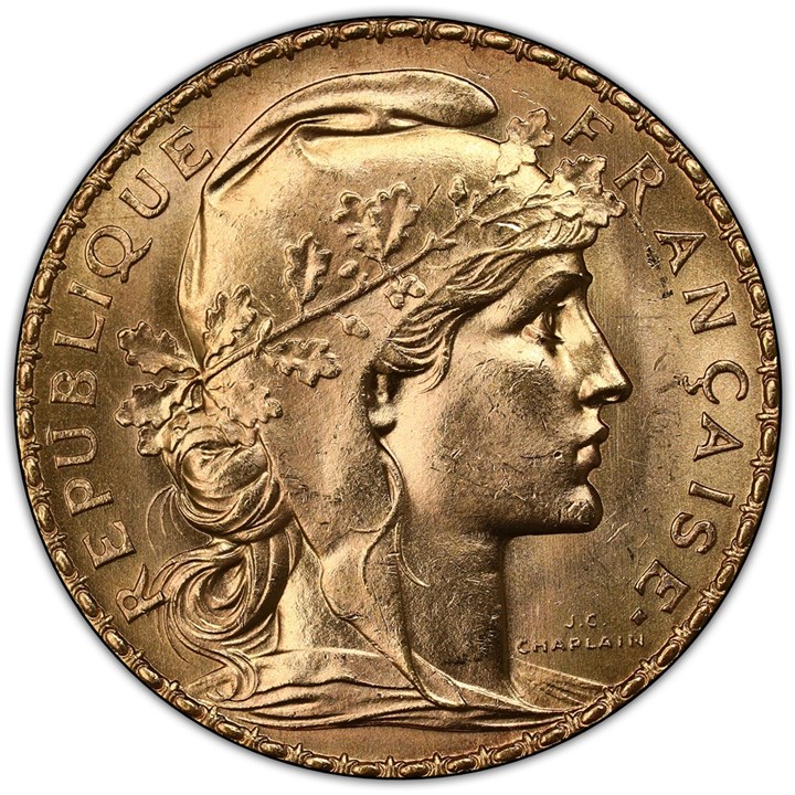 Frankrike 20 Francs 1907-14 UNC
