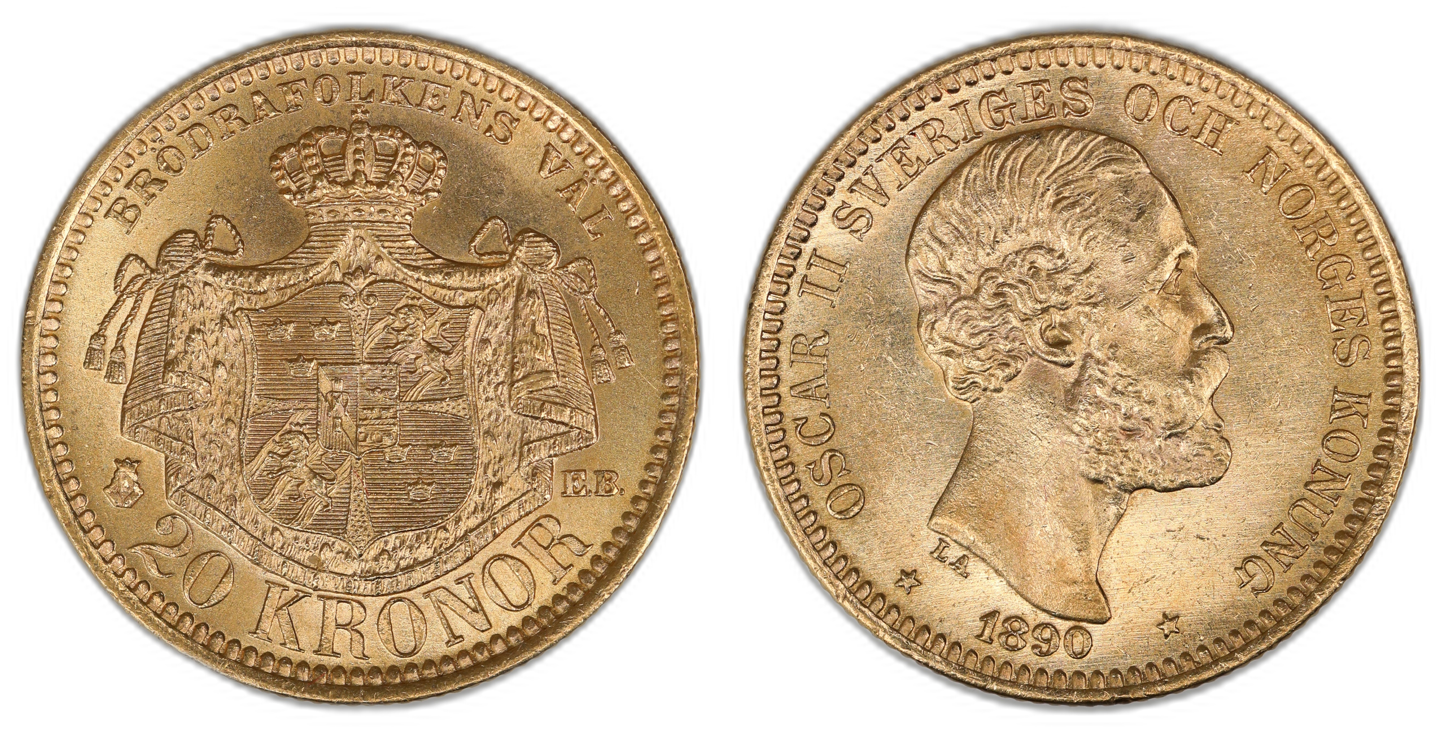 Sverige 20 Kronor 1890  Kv: 0/01