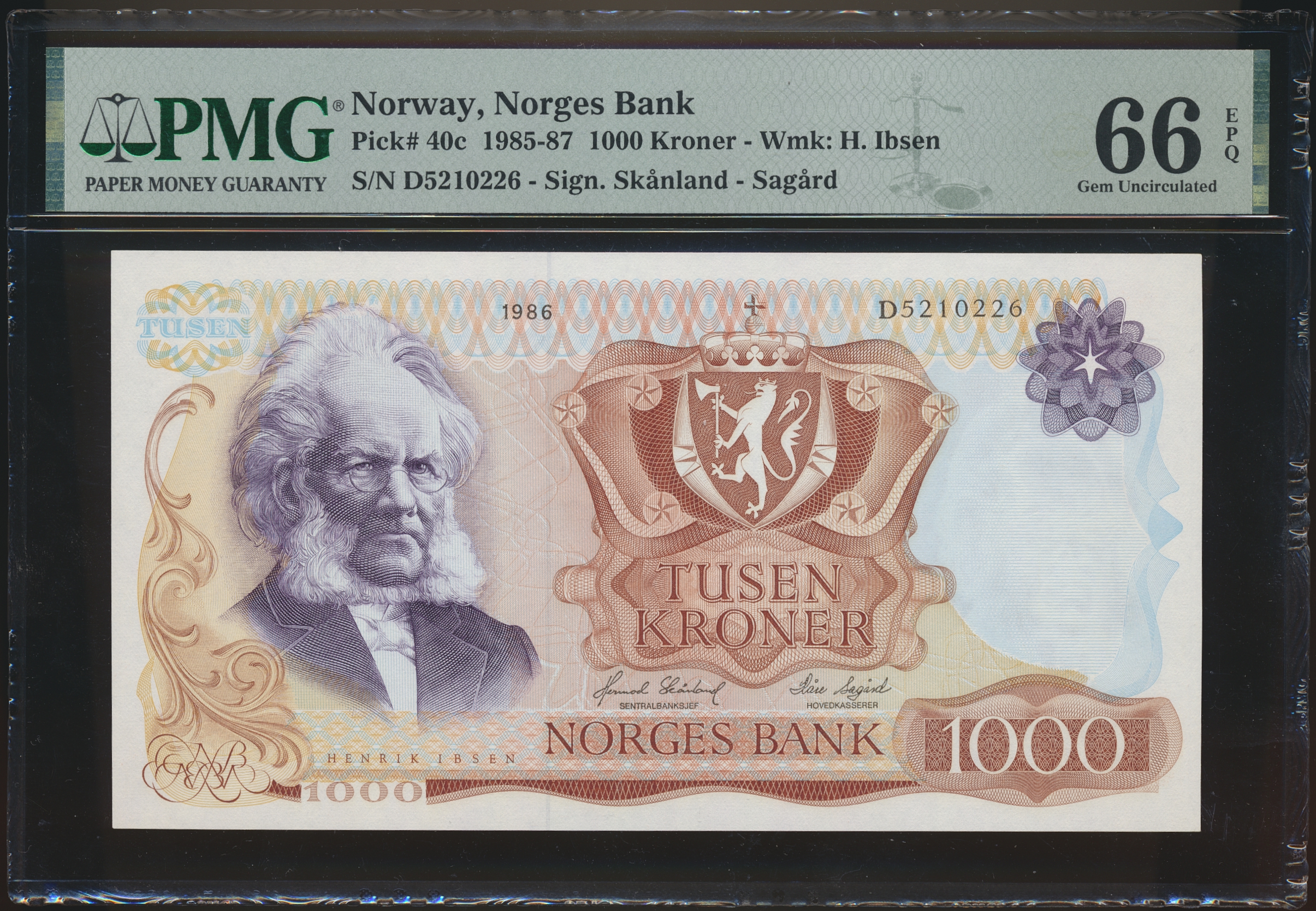 1000 Kroner 1986 D PMG 66 EPQ