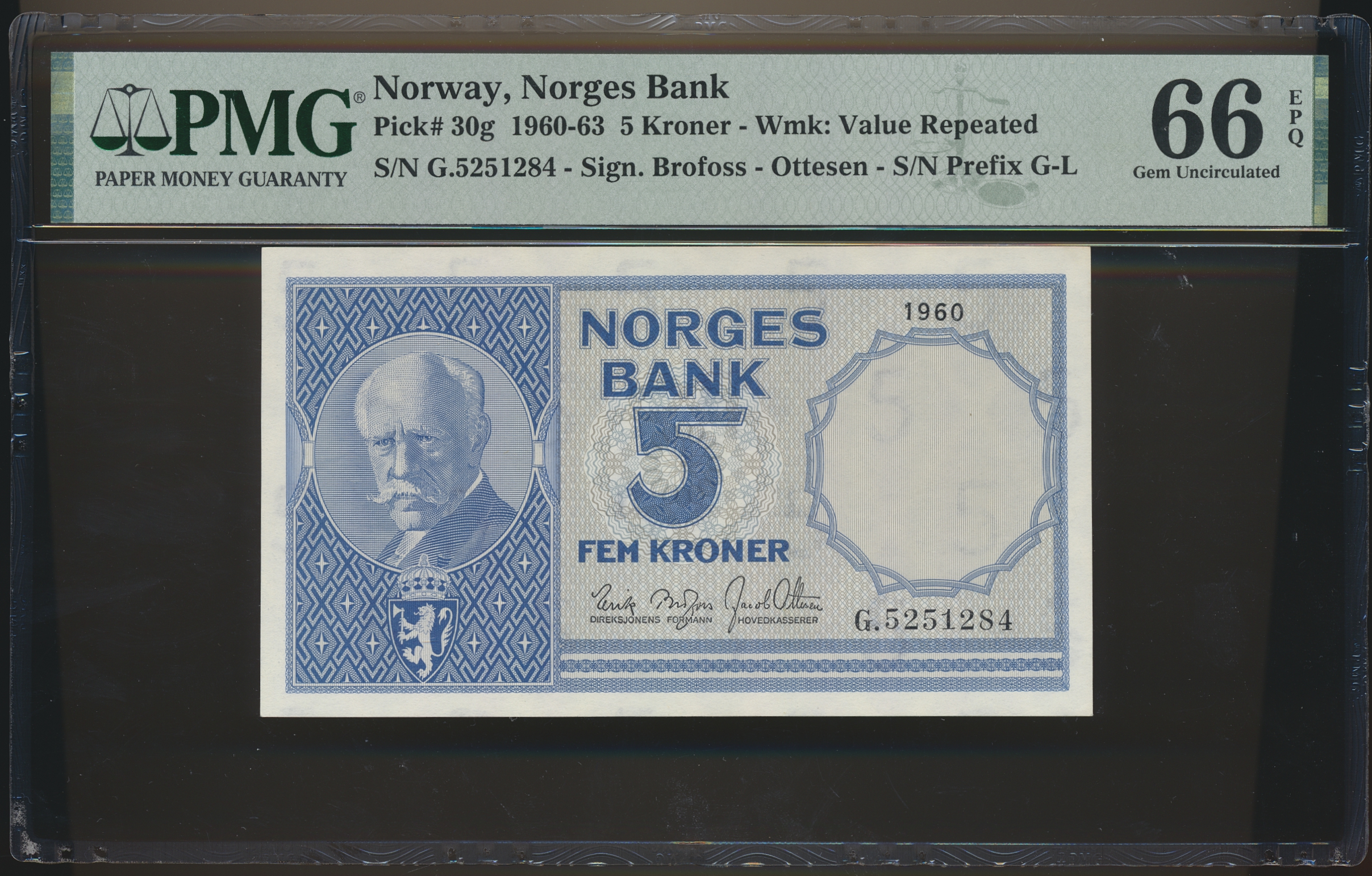 5 Kroner 1960 G PMG 66 EPQ