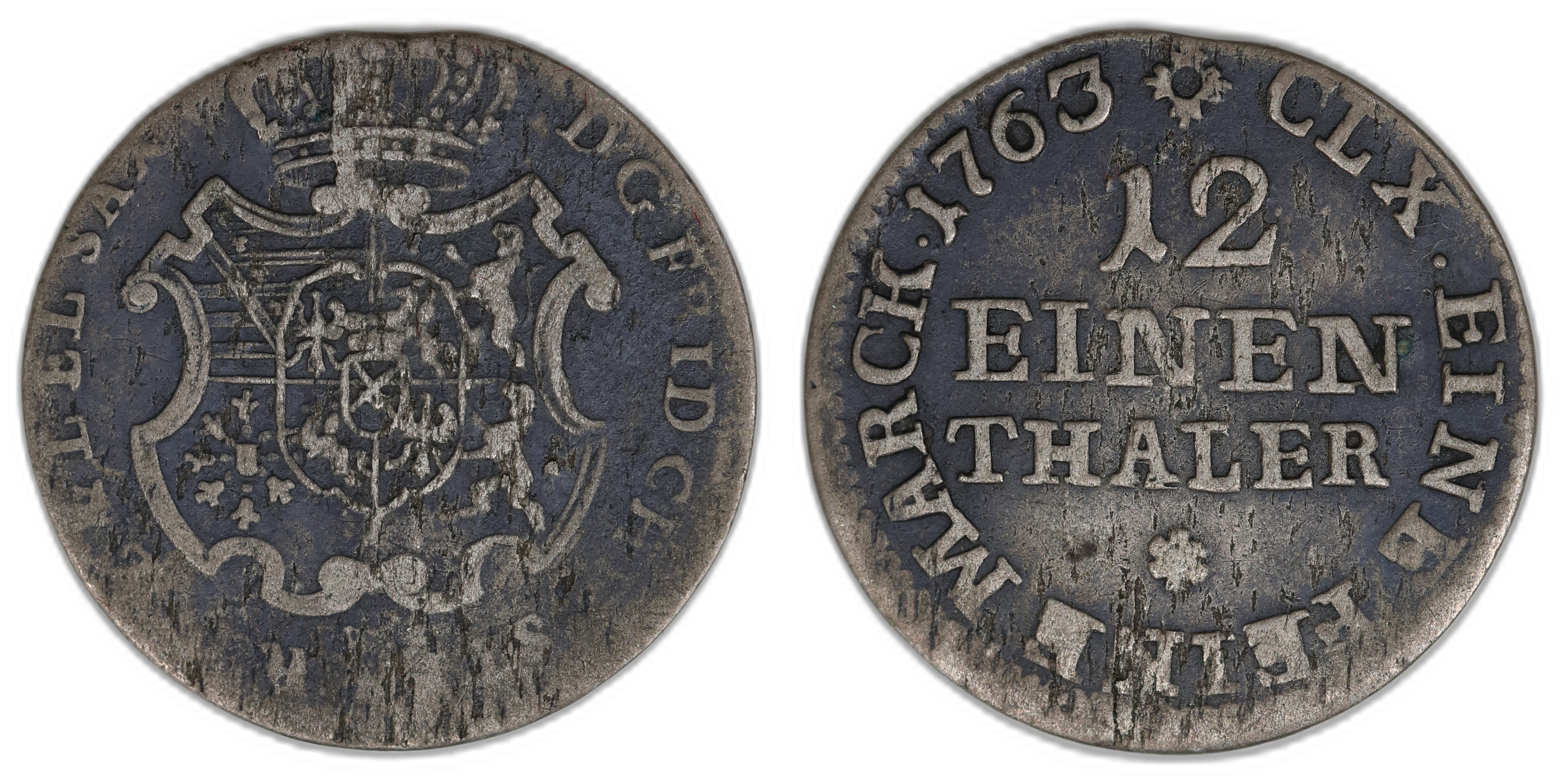 Germany - Saxony 1/12 Taler 1763  Kv: VF