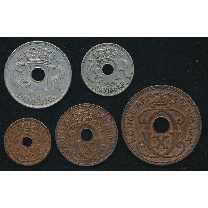 Faroe Islands 1-25 Øre 1941 Kv 1+ (XF)