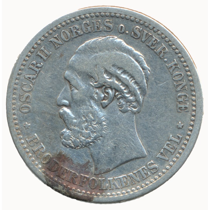 1 Krone 1887 Kv 1/1+, flekk