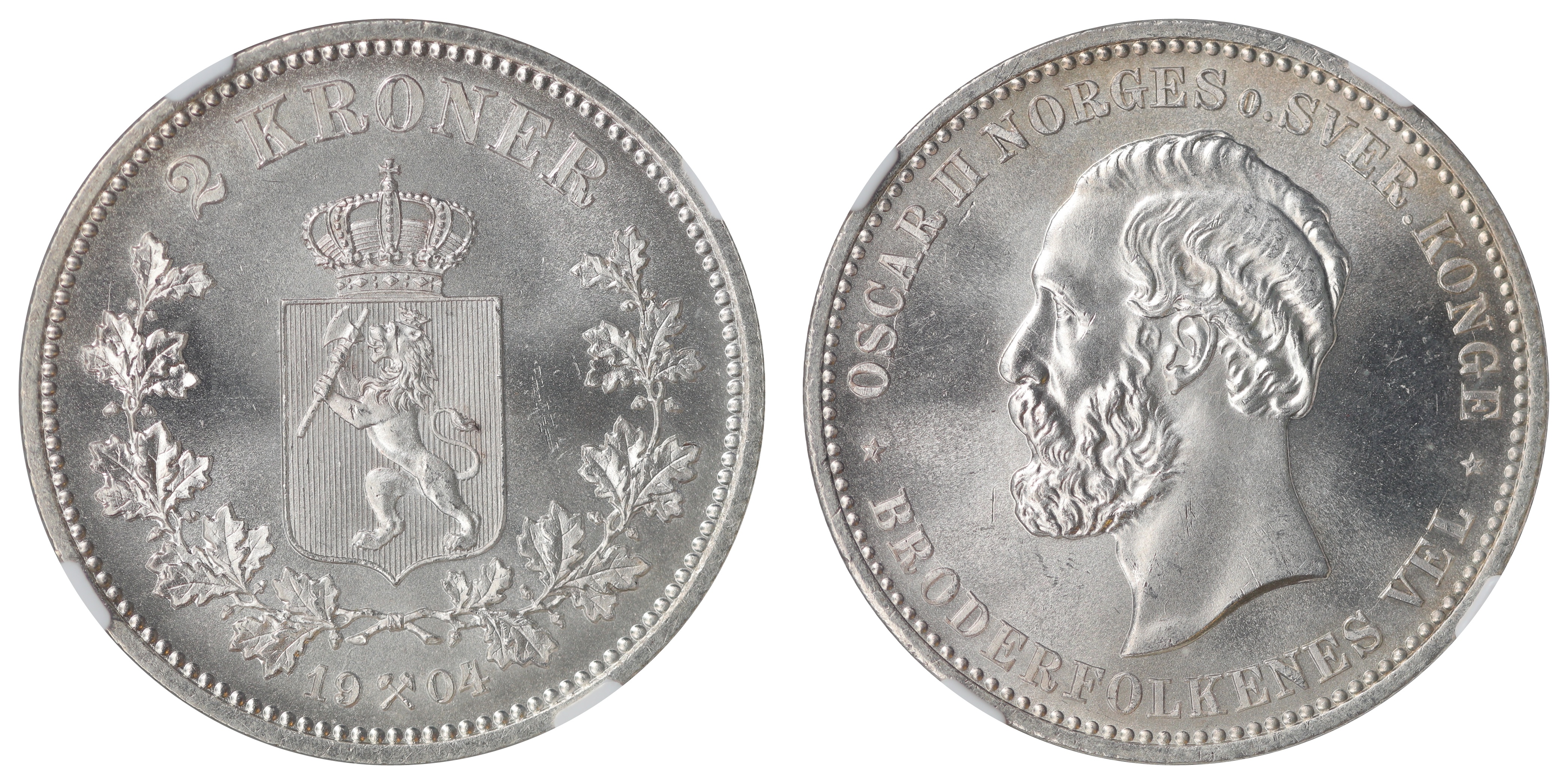 Norge 2 Kroner 1904  Kv: NGC MS64+