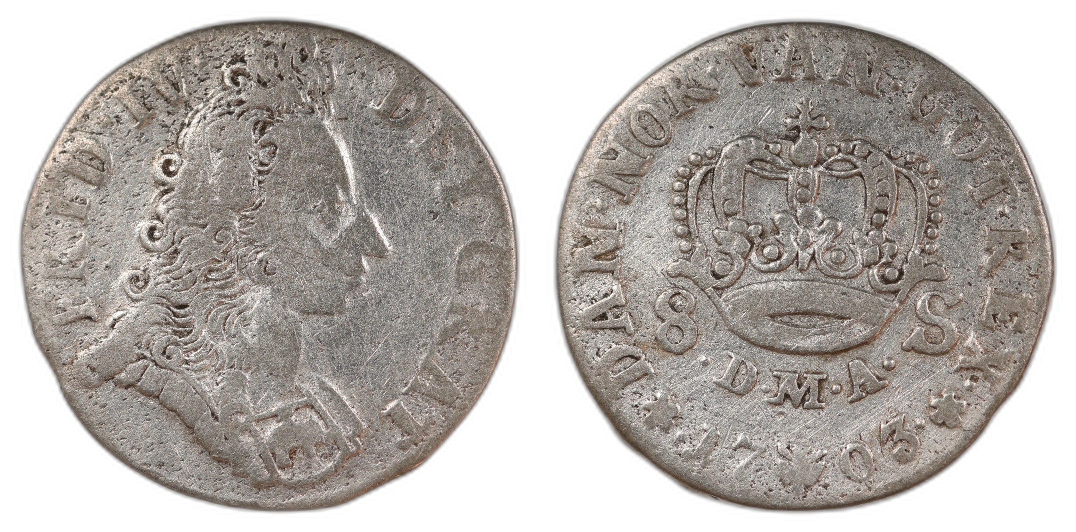 Danmark 8 Skilling 1701 Kv: 1 (VF)