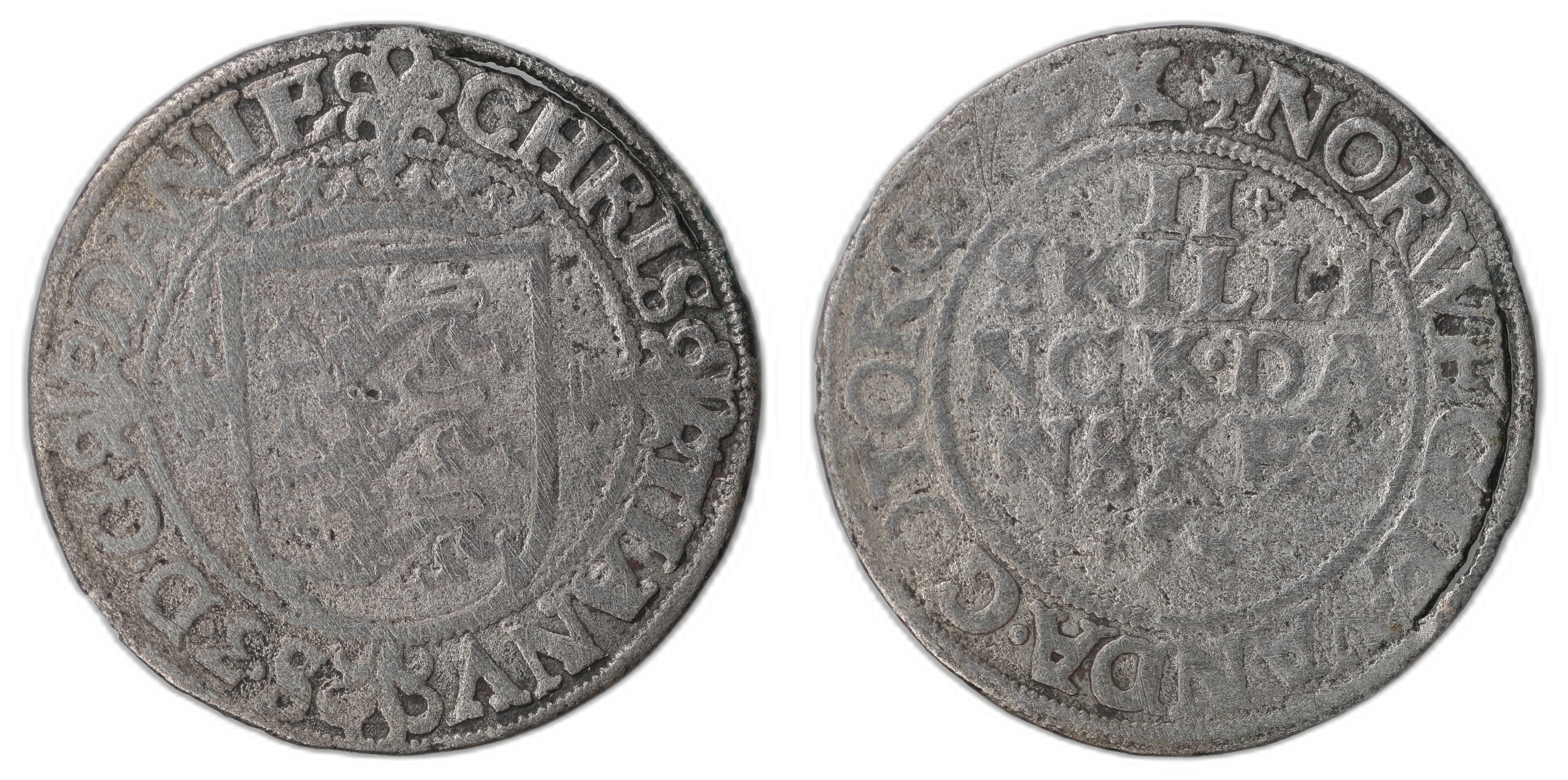 Danmark 2 Skilling 1558  Kv: 1-