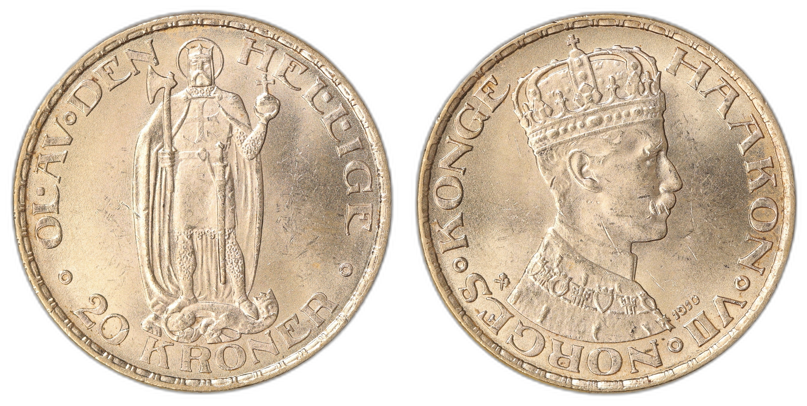 Norge 20 Kroner 1910 8.08 gr fine Kv: 0/01