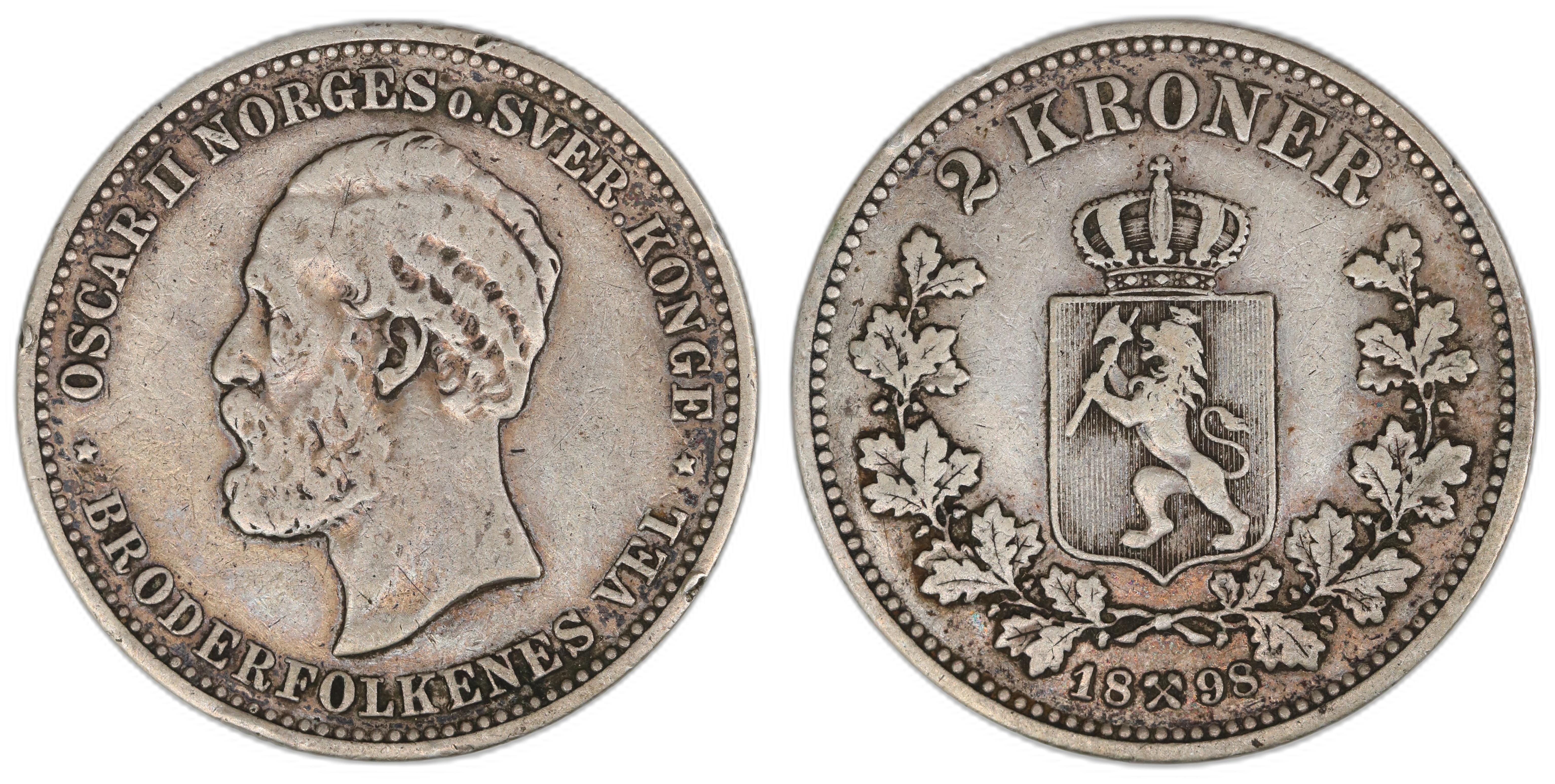 Norge 2 Kroner 1898  Kv: 1