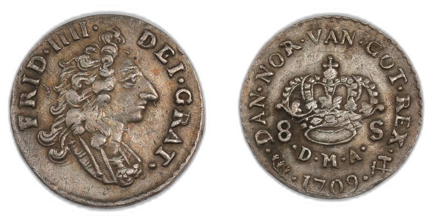 Norge 8 Skilling 1709 Kv 1