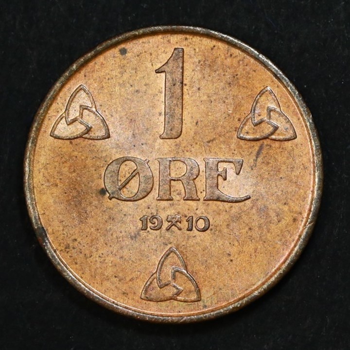 1 Øre 1910 Kv 0, små fl