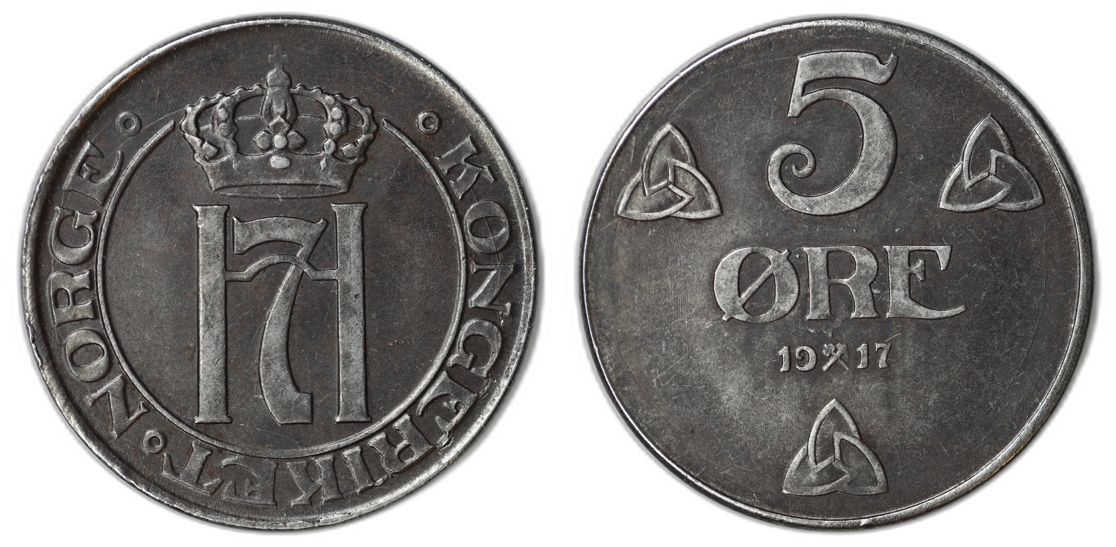Norge 5 Øre 1917  Kv: 01