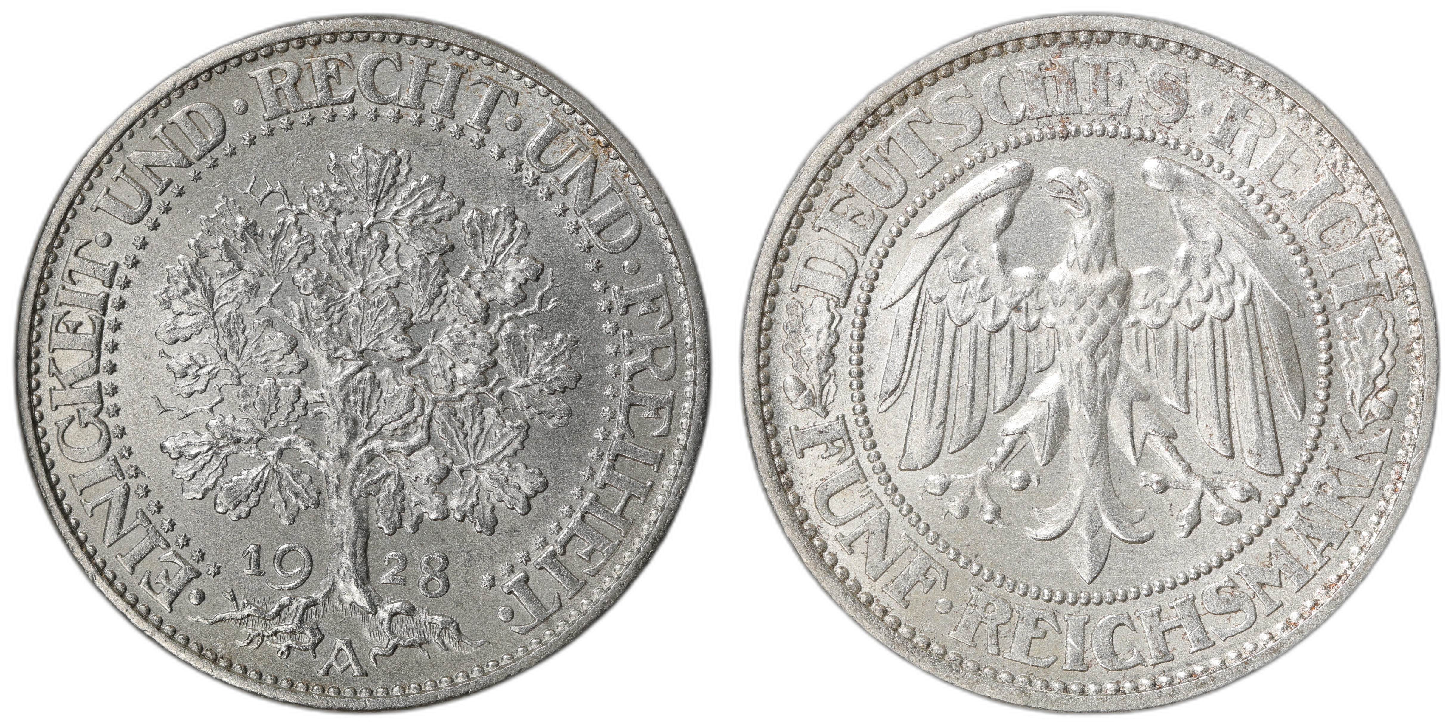 Germany 5 Mark 1928-A Kv: UNC