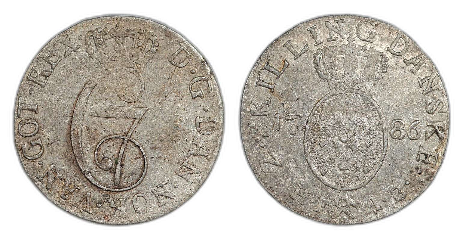 Norge 2 Skilling 1786 Kv: 1+/01