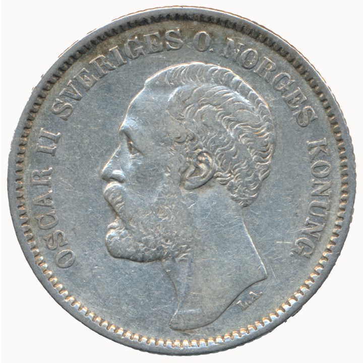 Sweden 2 Kronor 1877 VF Scarce grade