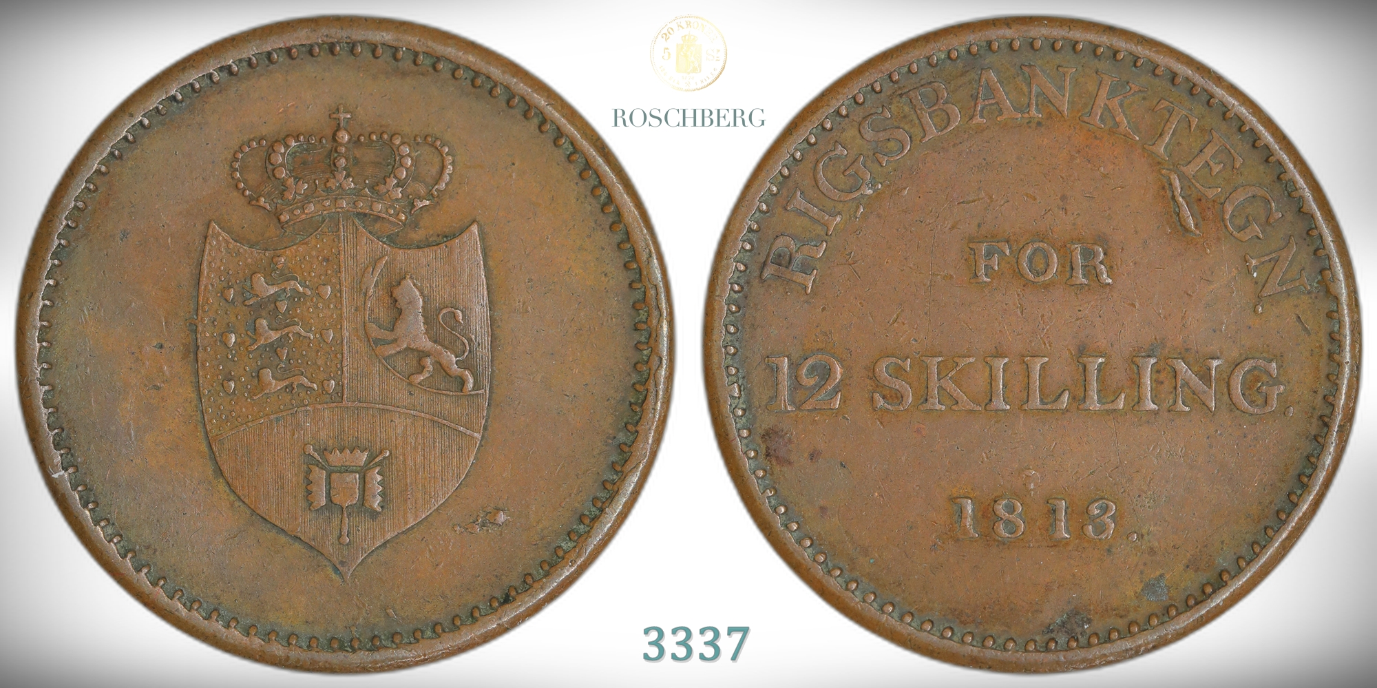 Danmark 12 Skilling 1813  Kv: 1+