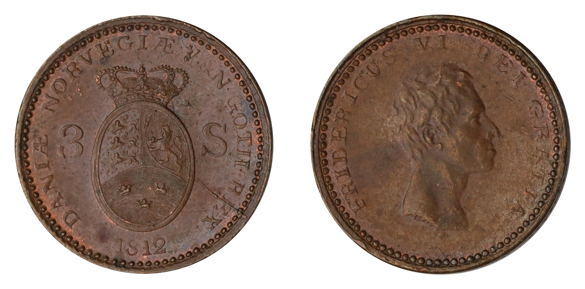 Denmark 3 Skilling 1812  Kv: 0/01
